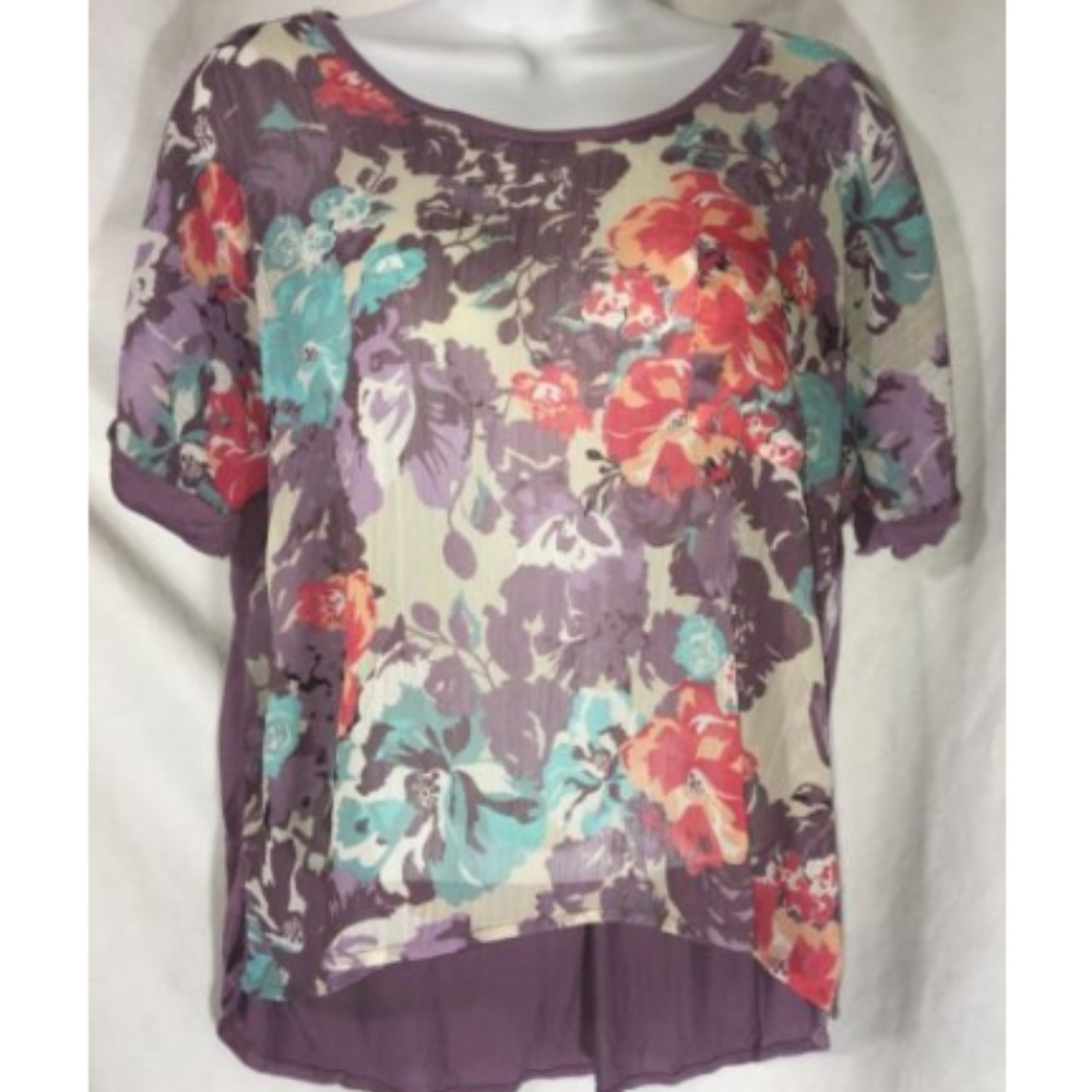 American Rag Cie Blouse Size XS Floral Purple